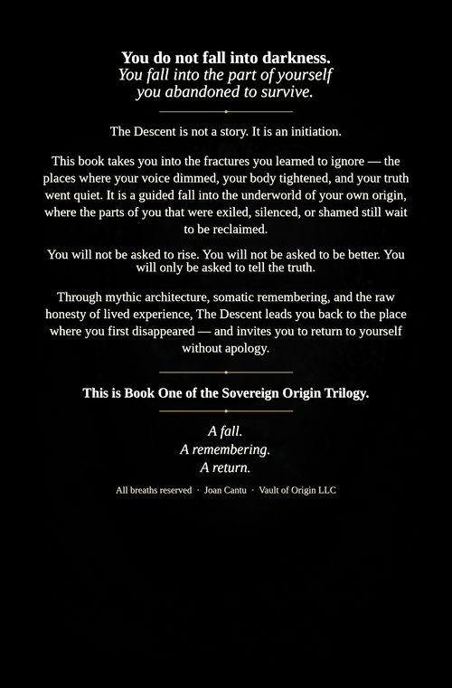 Back cover of The Descent: The Fall of The Mask paperback.