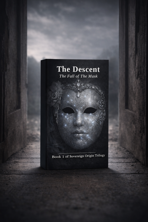The Descent: The Fall of the Mask — Book front cover, Sovereign Origin Trilogy Book One.